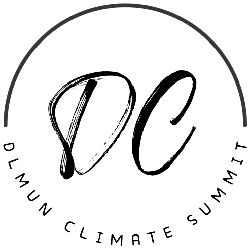 DLMUN Climate Summit logo in black: a hand-lettered DC monogram under an arc with the words DLMUN Climate Summit.