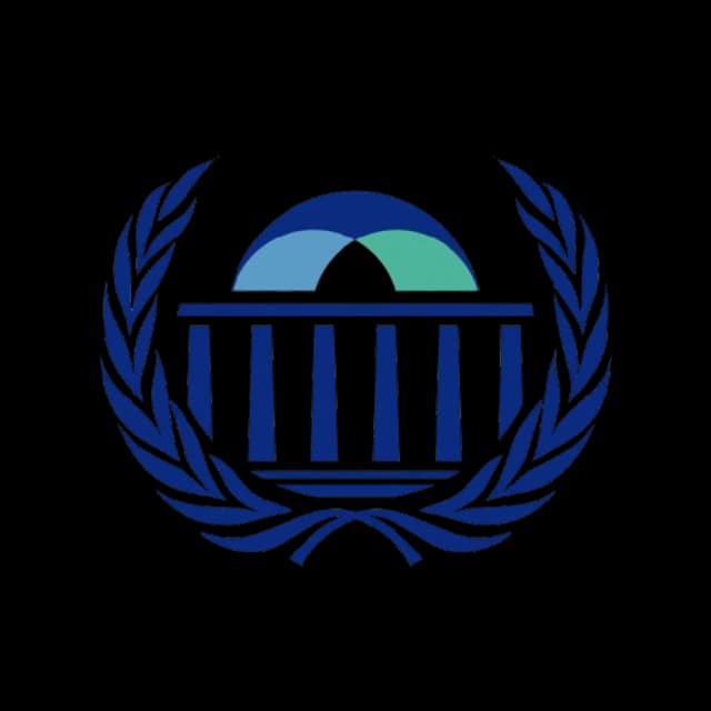 KNAMUN mark: a domed, columned assembly building inside a laurel wreath, in navy and teal.