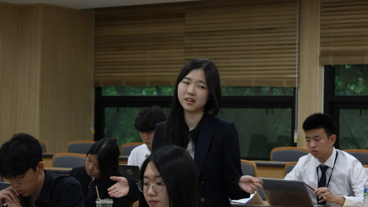 A delegate takes the floor, SGMUN II.